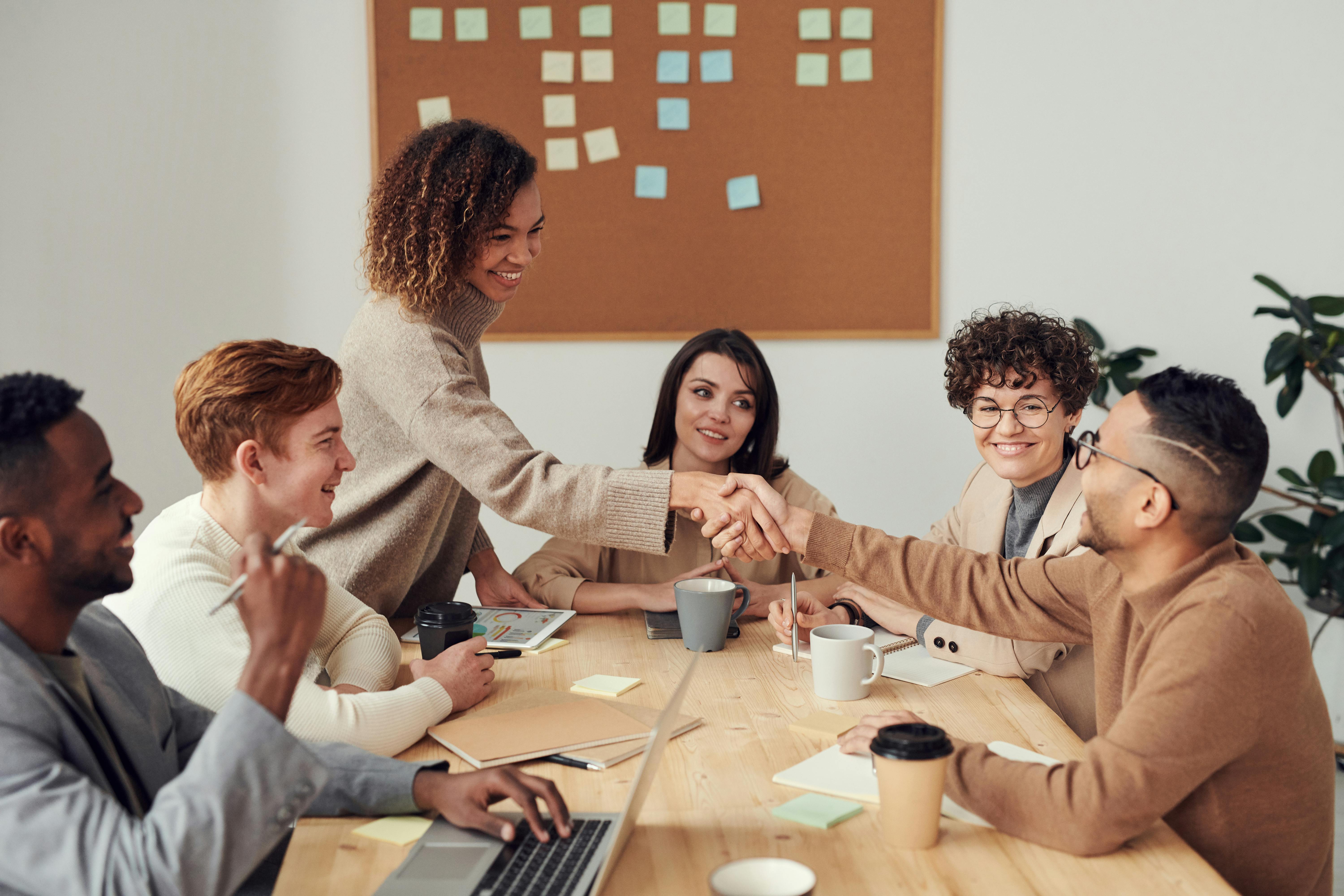Diverse business team collaborating